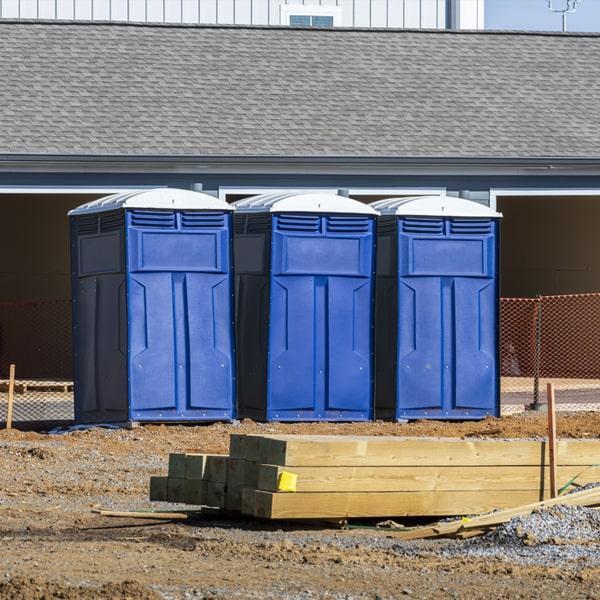 our portable restrooms for job sites include features such as non-slip flooring, secure locking systems, and ventilation to ensure safety and comfort for workers